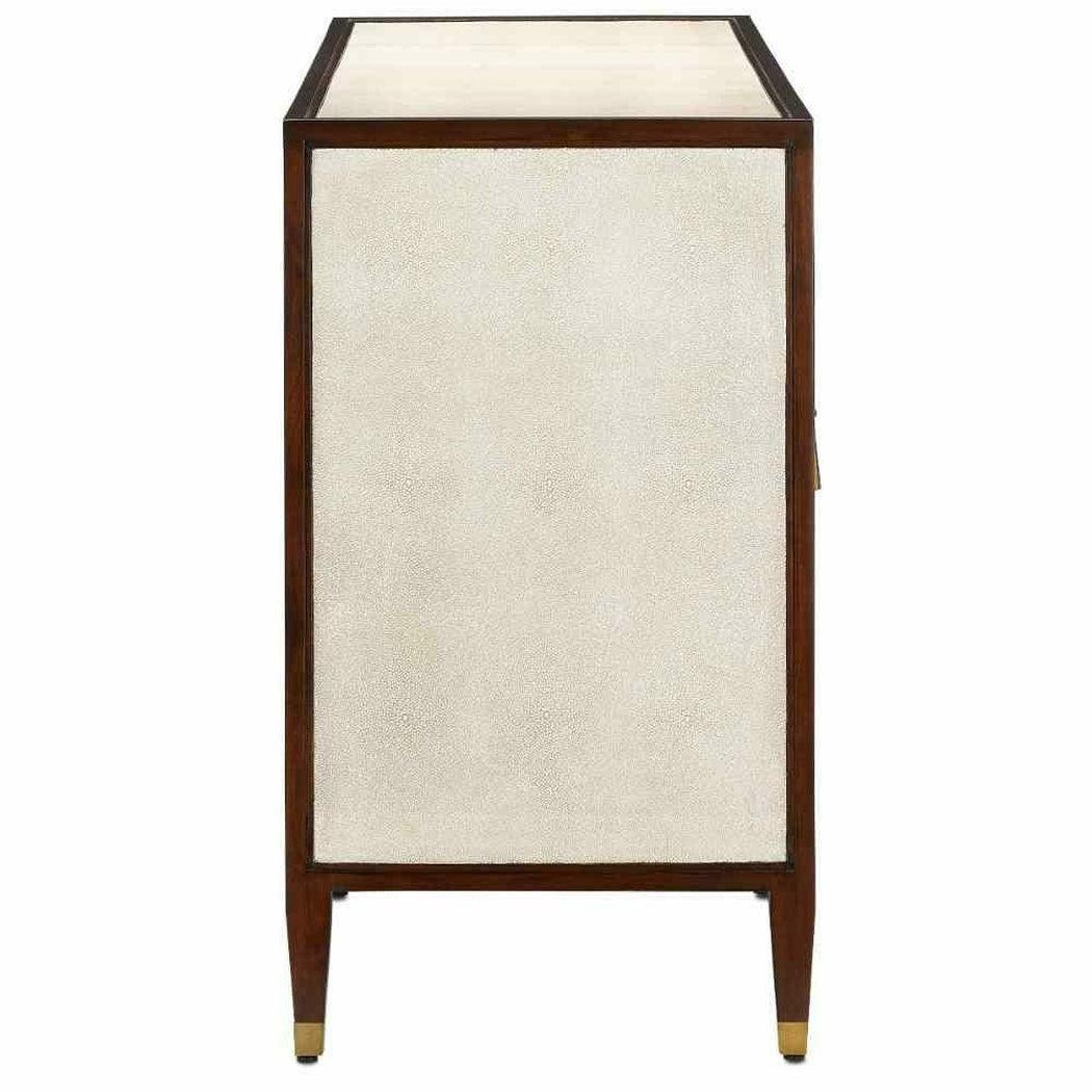 Ivory Dark Walnut Brass Evie Shagreen Credenza Sideboards Sideboards and Things By Currey & Co