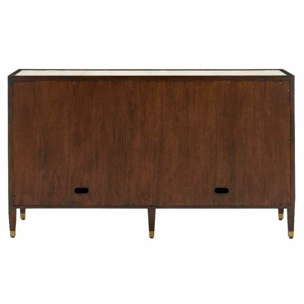 Ivory Dark Walnut Brass Evie Shagreen Credenza Sideboards Sideboards and Things By Currey & Co