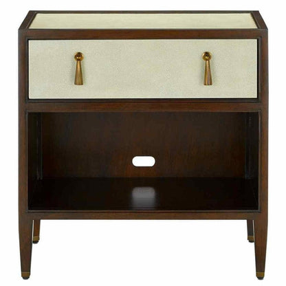 Ivory Dark Walnut Brass Evie Shagreen Small Accent Cabinet Accent Cabinets Sideboards and Things By Currey & Co