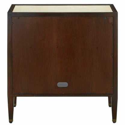 Ivory Dark Walnut Brass Evie Shagreen Small Accent Cabinet Accent Cabinets Sideboards and Things By Currey & Co