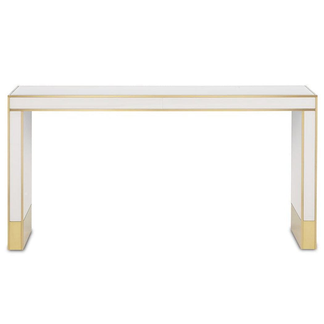 Ivory Satin Brass Arden Ivory Console Table Console Tables Sideboards and Things By Currey & Co