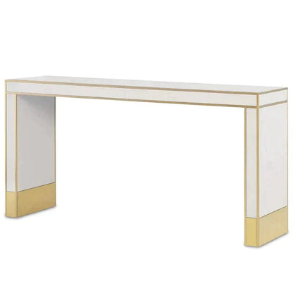 Ivory Satin Brass Arden Ivory Console Table Console Tables Sideboards and Things By Currey & Co