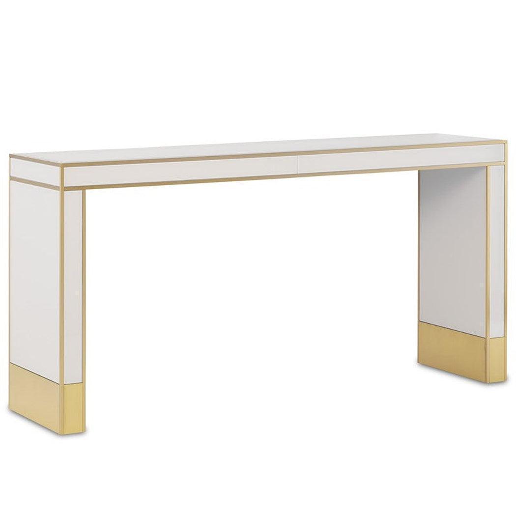 Ivory Satin Brass Arden Ivory Console Table Console Tables Sideboards and Things By Currey & Co