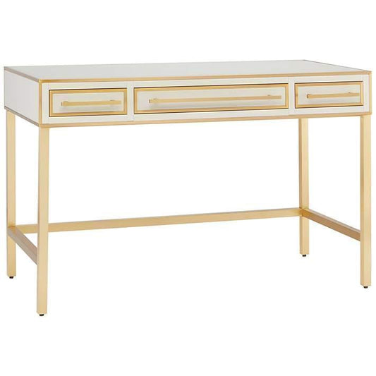 Ivory Satin Brass Gray Arden Ivory Vanity Home Office Desks Sideboards and Things By Currey & Co