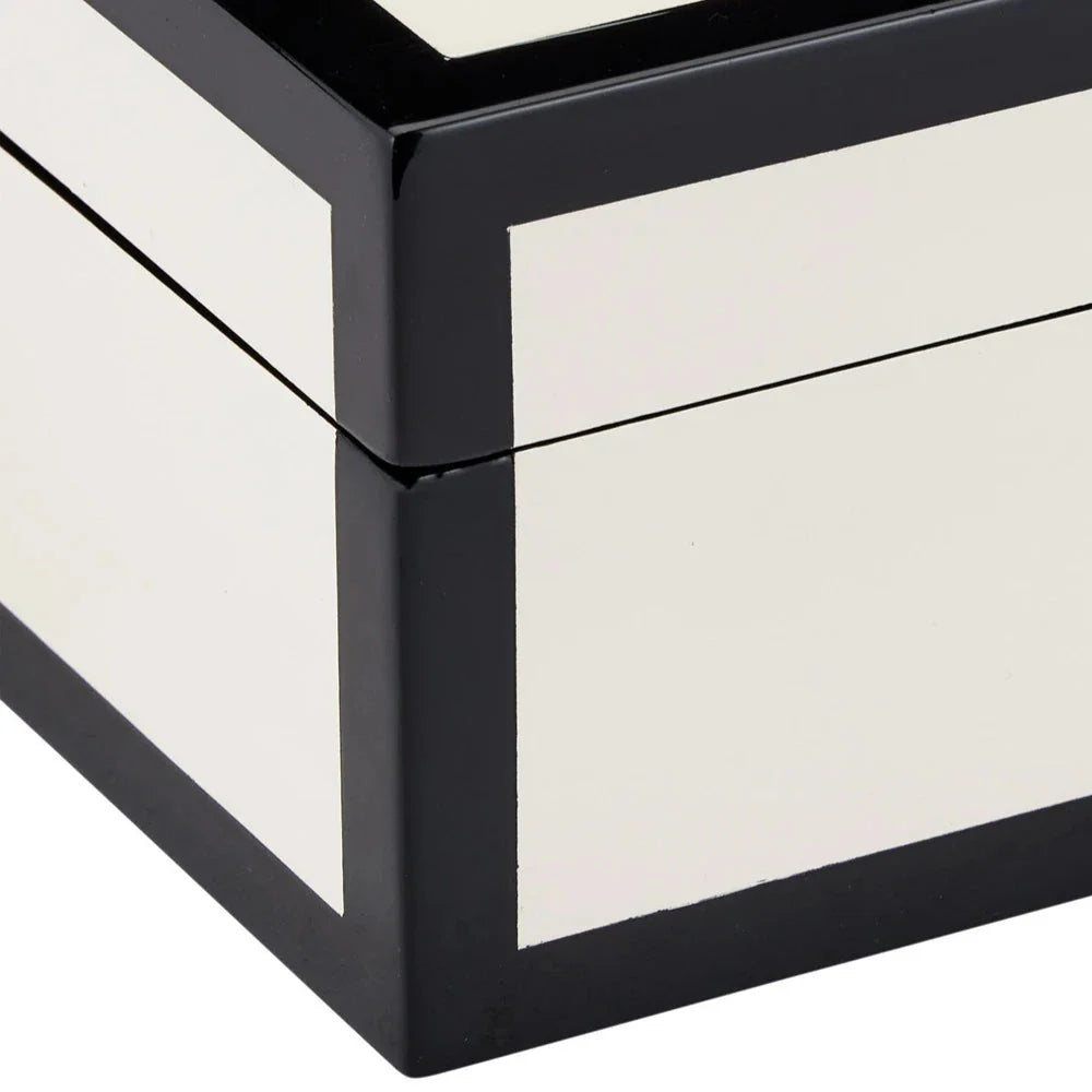 Ivory Lacquer Modern Gloss Finish Box (Set Of 2 )