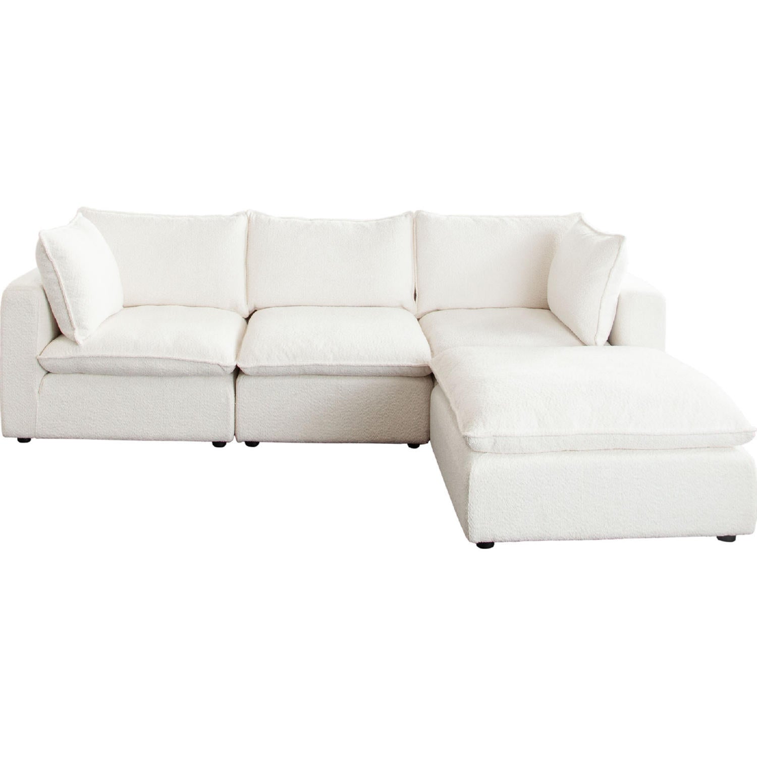 Ivy 4-Piece Reversible Modular Chaise Sectional in White Faux Shearling-Sectionals-Diamond Sofa-Sideboards and Things 