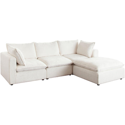 Ivy 4-Piece Reversible Modular Chaise Sectional in White Faux Shearling-Sectionals-Diamond Sofa-Sideboards and Things 