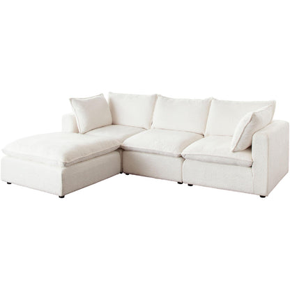 Ivy 4-Piece Reversible Modular Chaise Sectional in White Faux Shearling-Sectionals-Diamond Sofa-Sideboards and Things 