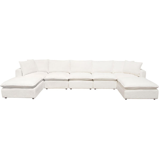 Ivy 7-Piece Dual Chaise Sectional in White Faux Shearling-Sectionals-Diamond Sofa-Sideboards and Things 