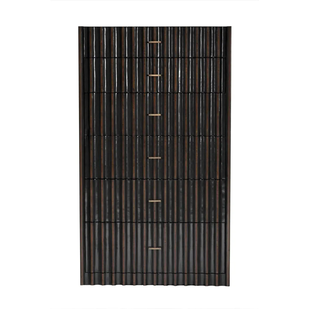 Noir Izzy Wood and Brass Black Tallboy