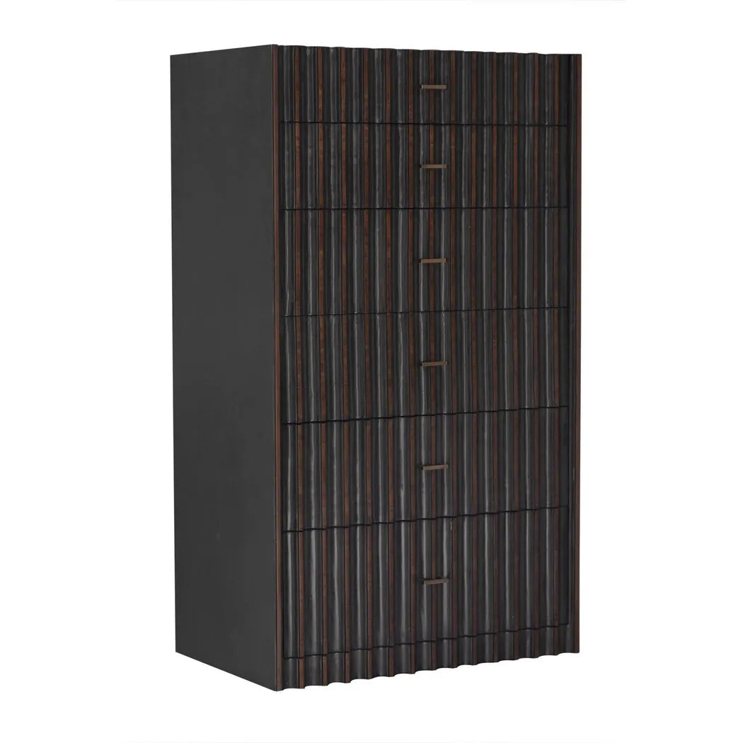 Noir Izzy Wood and Brass Black Tallboy