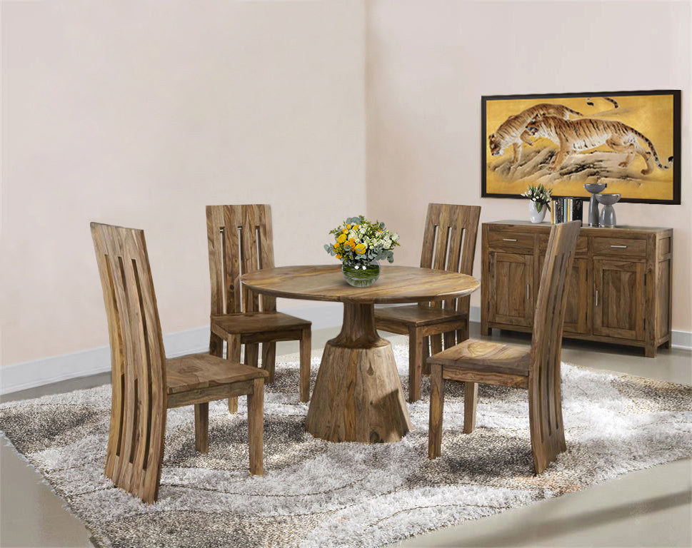 Kyrkeham Natural Sheesham Timber Round Dining Table