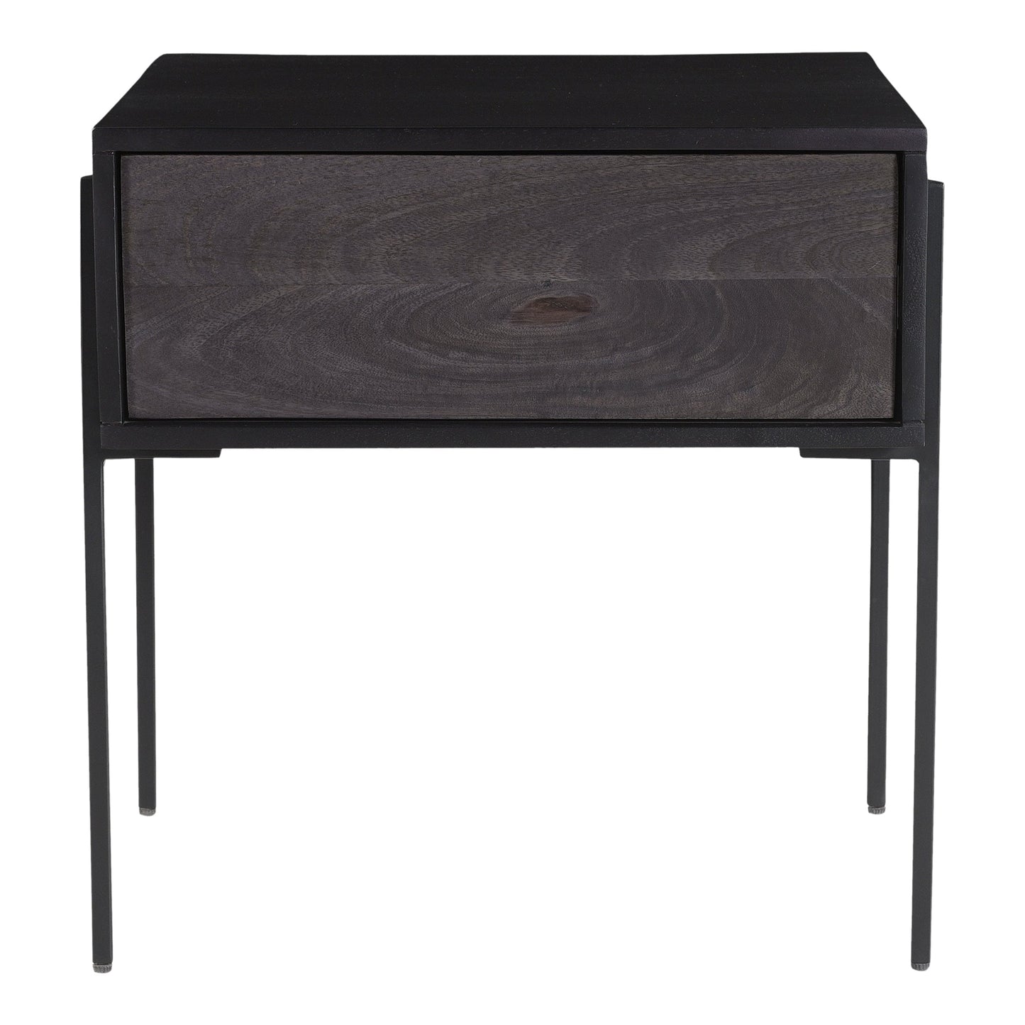 Tobin Wood and Steel Black Square Side Table