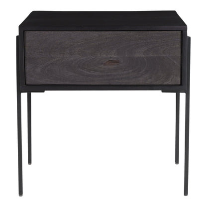 Tobin Wood and Steel Black Square Side Table