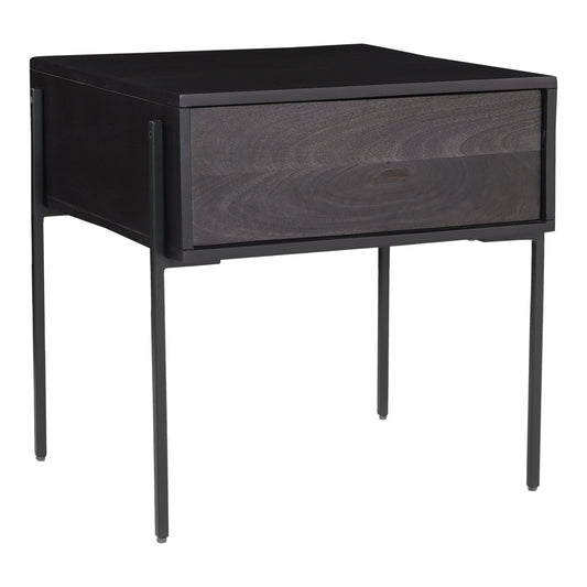 Tobin Wood and Steel Black Square Side Table