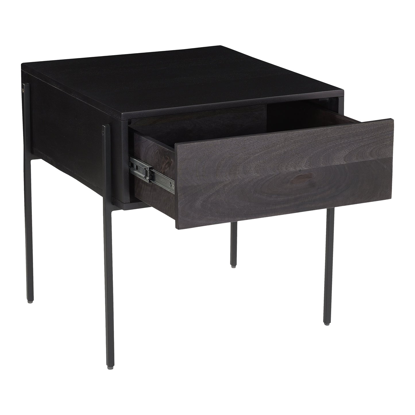 Tobin Wood and Steel Black Square Side Table