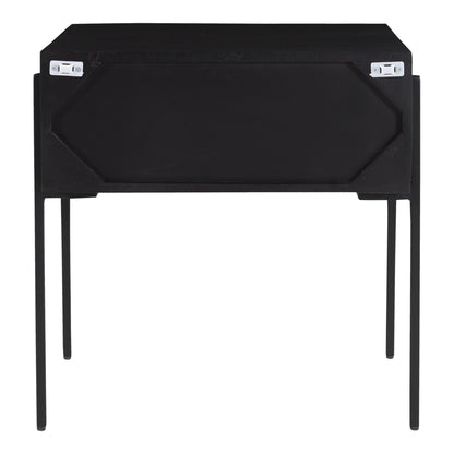 Tobin Wood and Steel Black Square Side Table