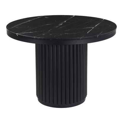 Tower Black Marble and Wood Round Dining Table