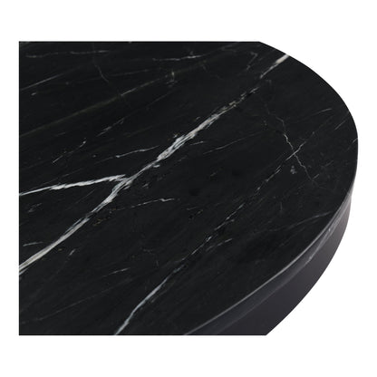 Tower Black Marble and Wood Round Dining Table