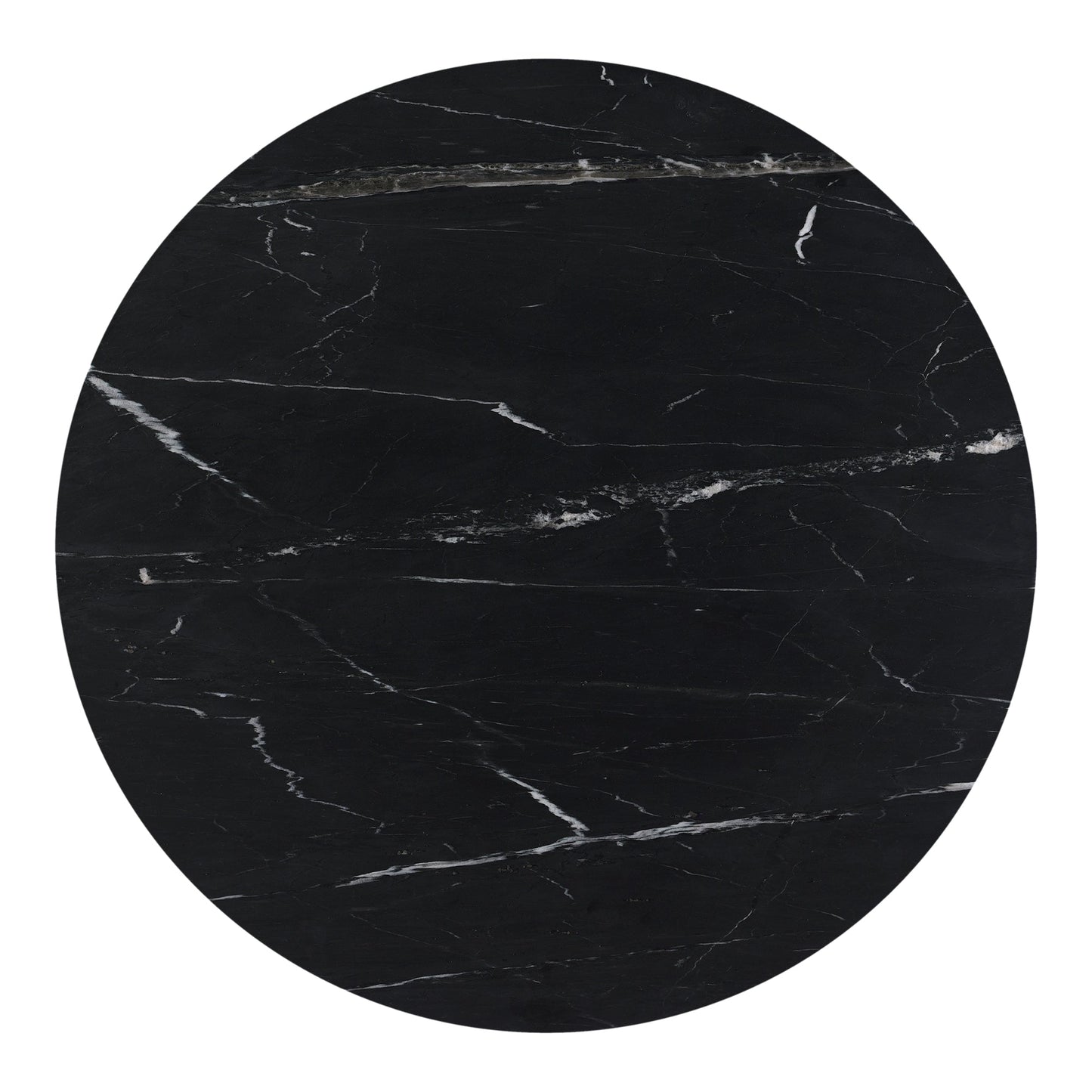 Tower Black Marble and Wood Round Dining Table