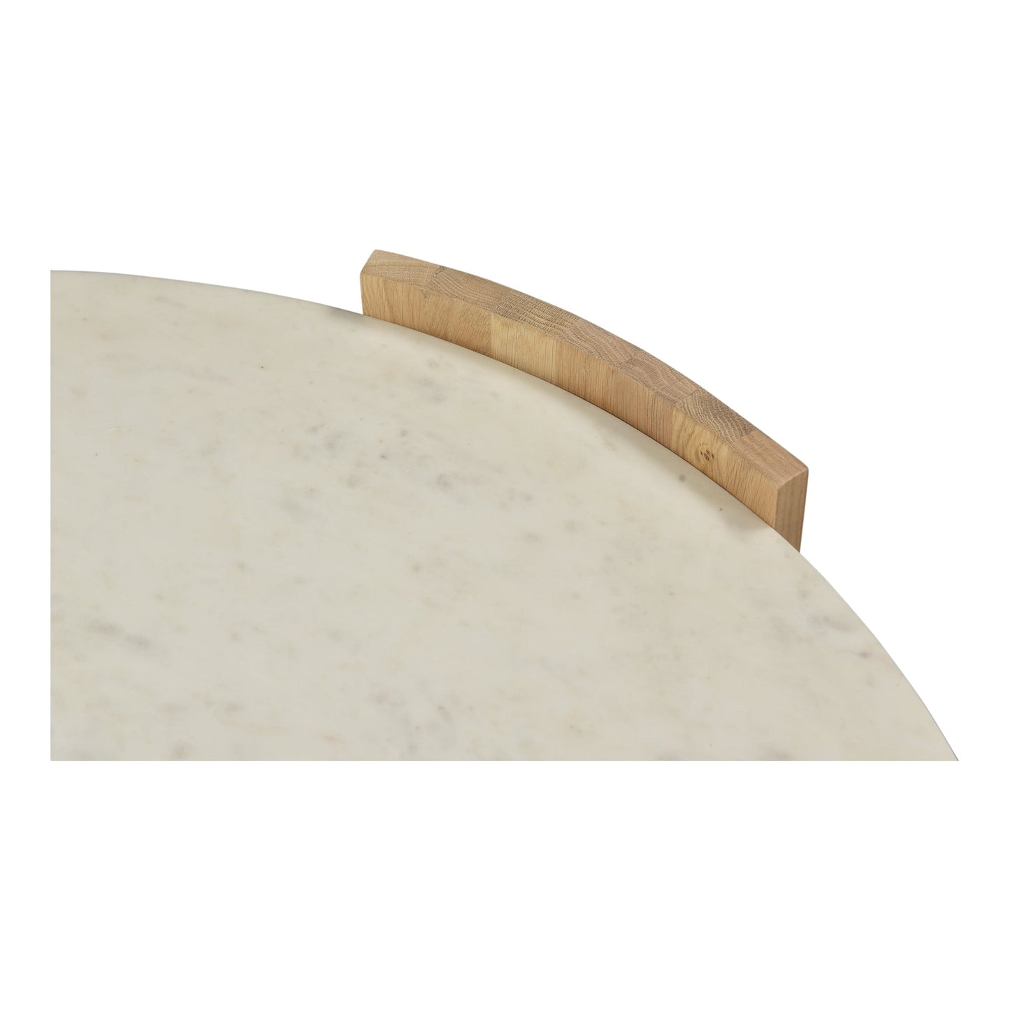 Dala White Marble and Wood Round Coffee Table