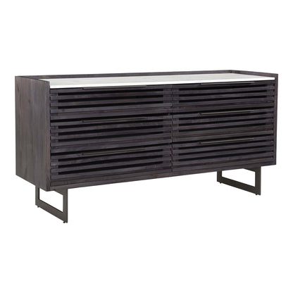 Paloma Wood and Steel Black 6 Drawer Dresser