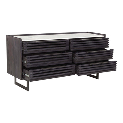 Paloma Wood and Steel Black 6 Drawer Dresser