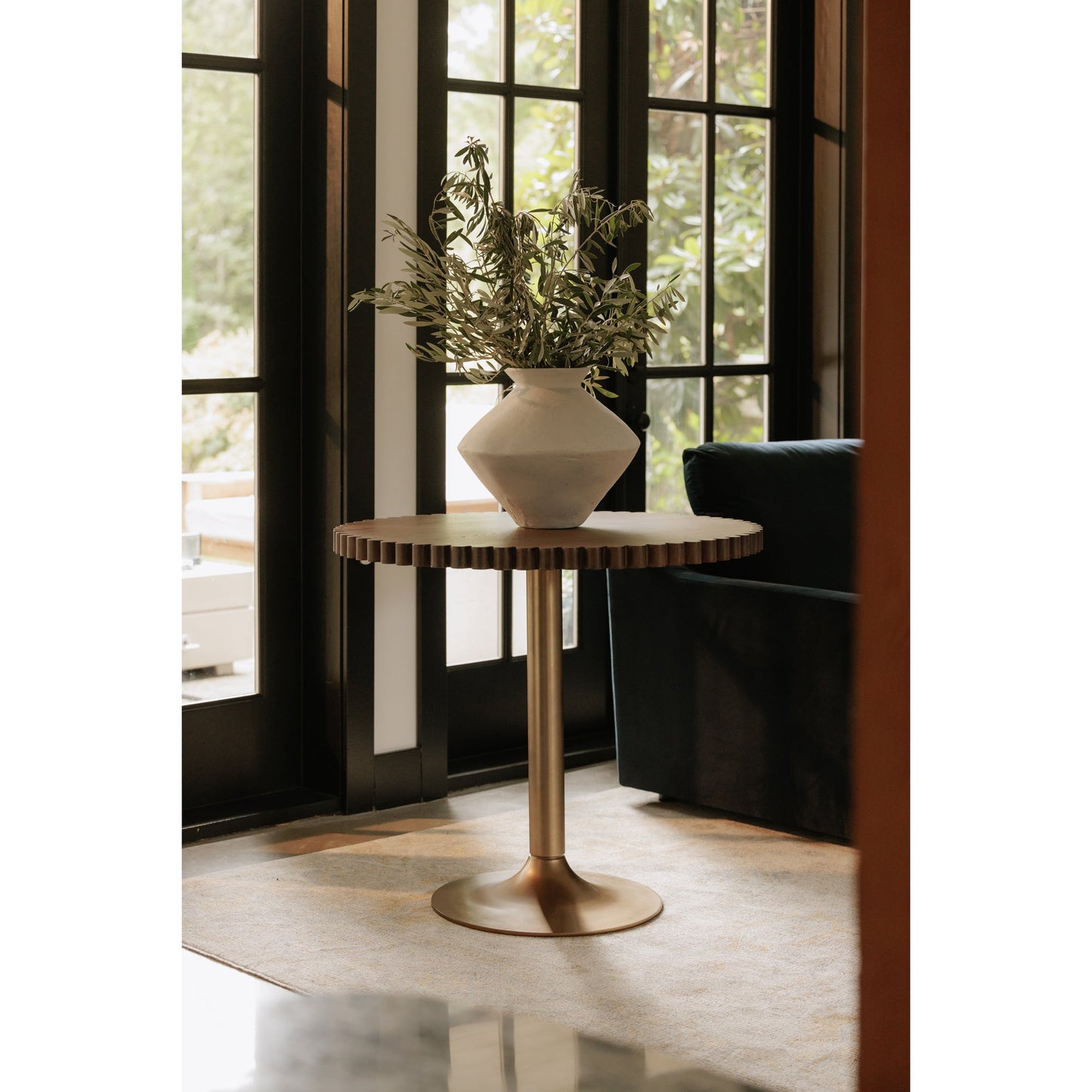 Nomi Wood and Iron Round Brown Cafe Table