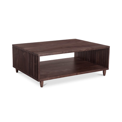 Rhys Solid Acacia Wood Dark Brown Rectangular Coffee Table