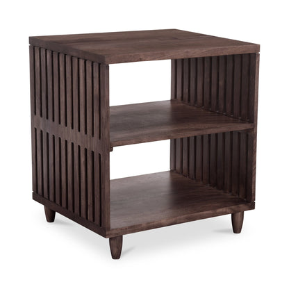 Rhys Solid Acacia Wood Dark Brown Rectangular Side Table