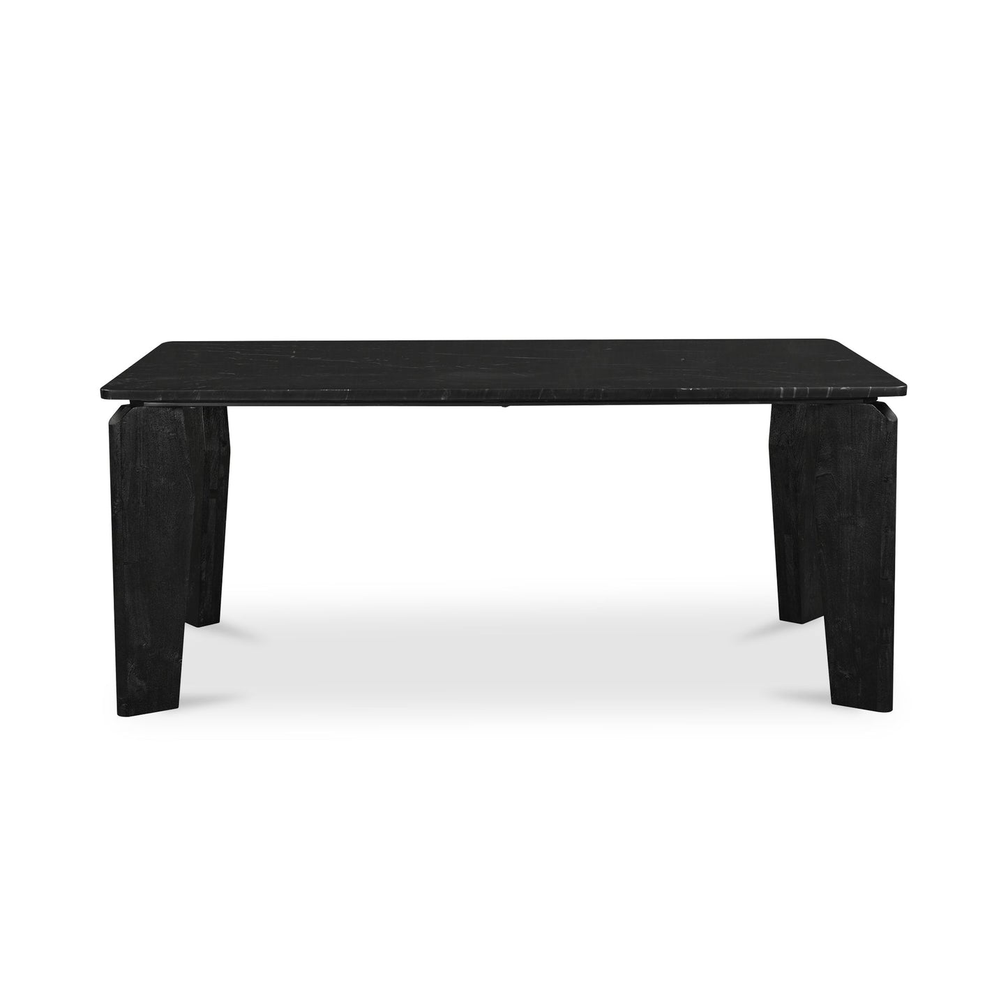 Satona Marble and Acacia Wood Black Rectangular Dining Table