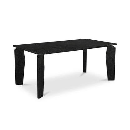 Satona Marble and Acacia Wood Black Rectangular Dining Table