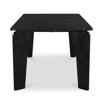 Satona Marble and Acacia Wood Black Rectangular Dining Table