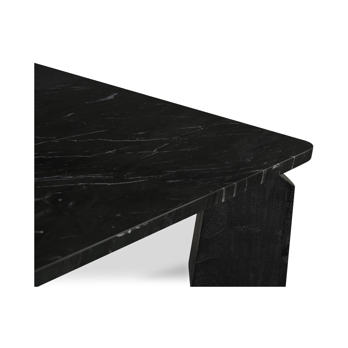 Satona Marble and Acacia Wood Black Rectangular Dining Table