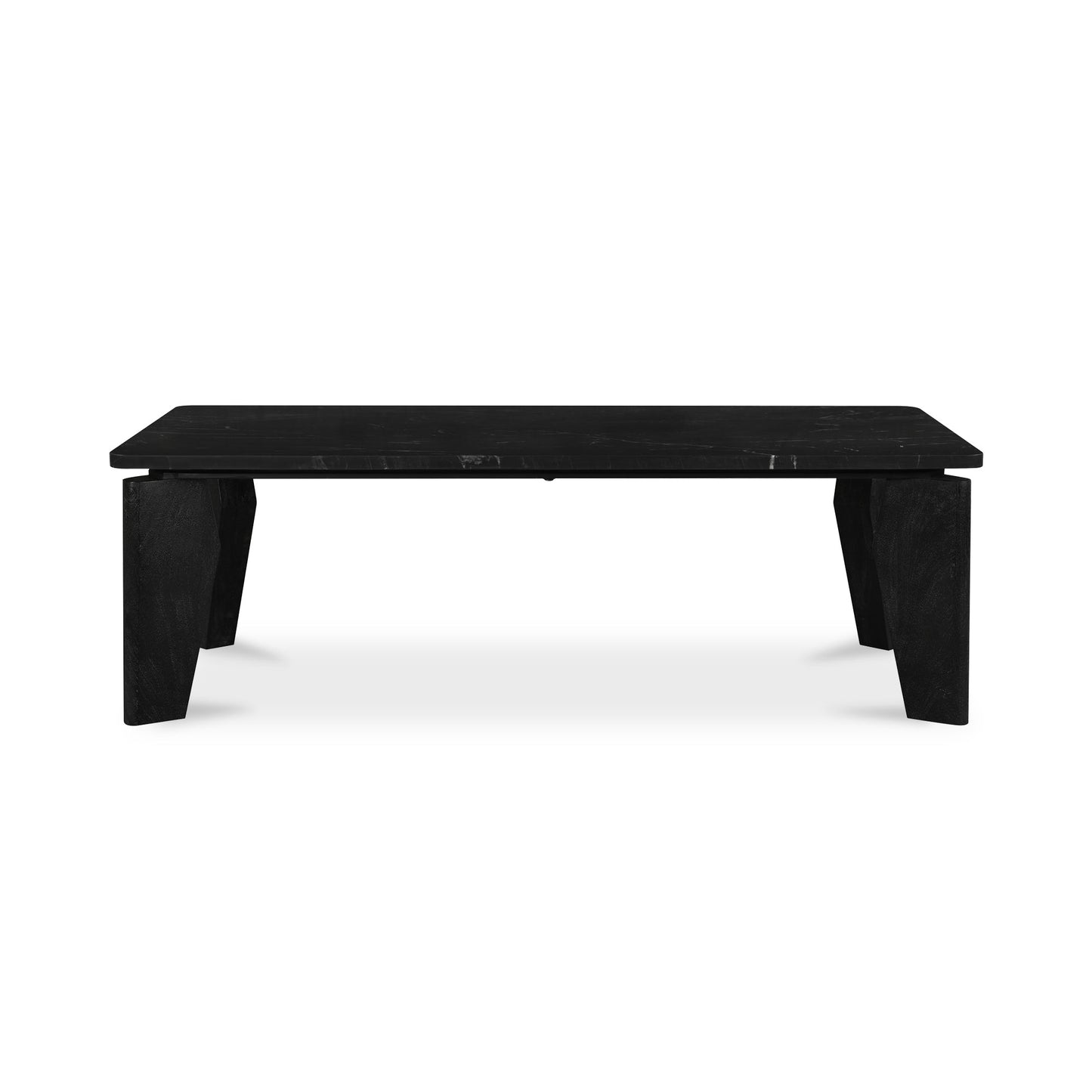 Satona Marble and Acacia Wood Black Rectangular Coffee Table