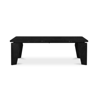 Satona Marble and Acacia Wood Black Rectangular Coffee Table