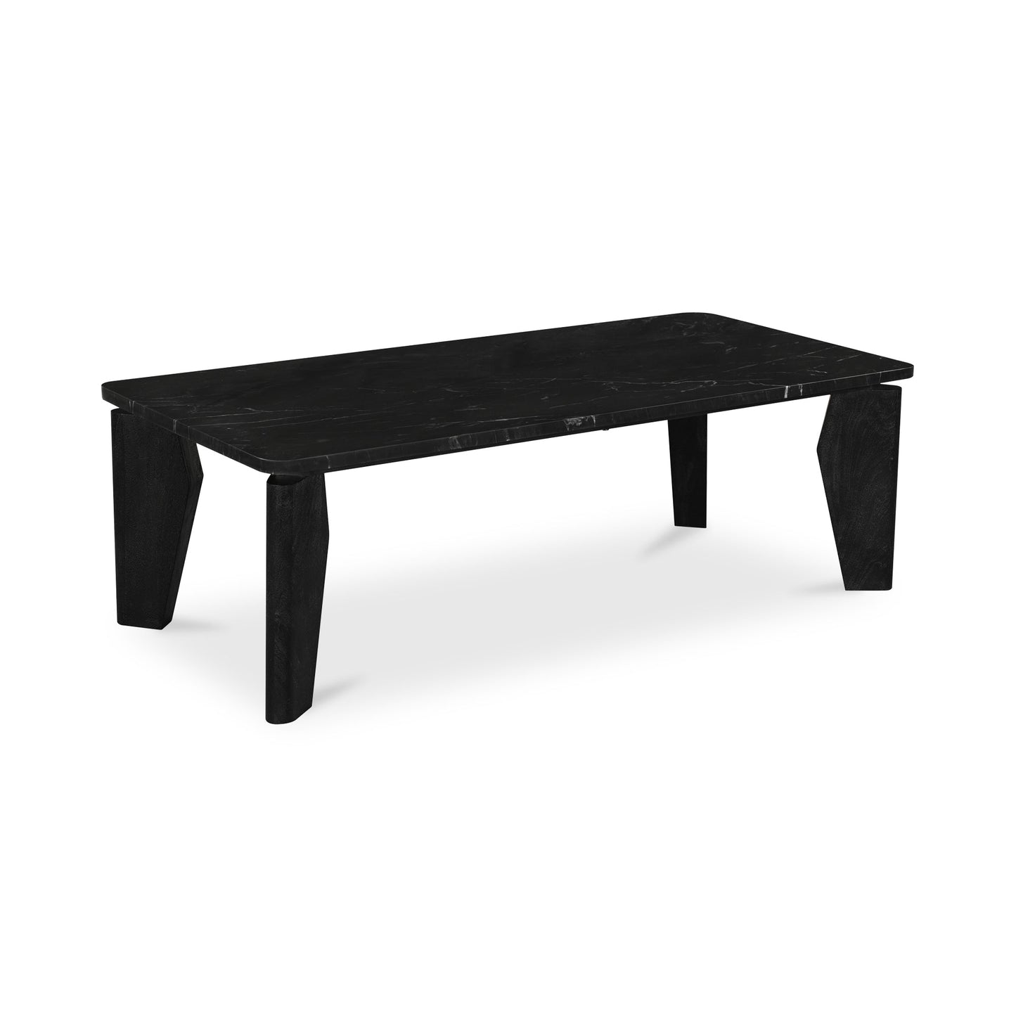 Satona Marble and Acacia Wood Black Rectangular Coffee Table