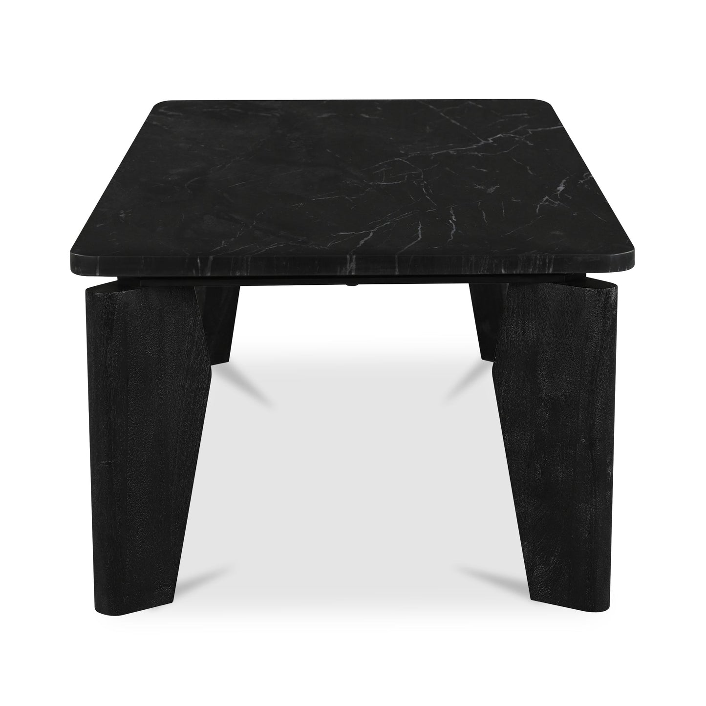 Satona Marble and Acacia Wood Black Rectangular Coffee Table