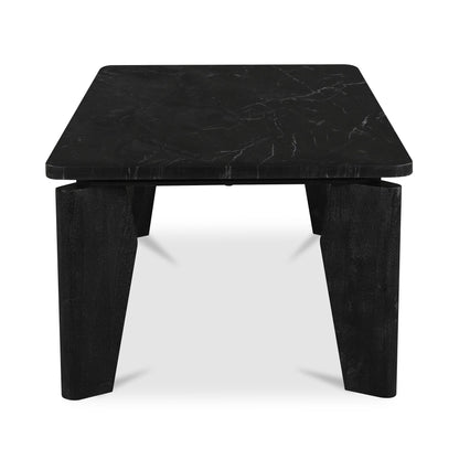 Satona Marble and Acacia Wood Black Rectangular Coffee Table