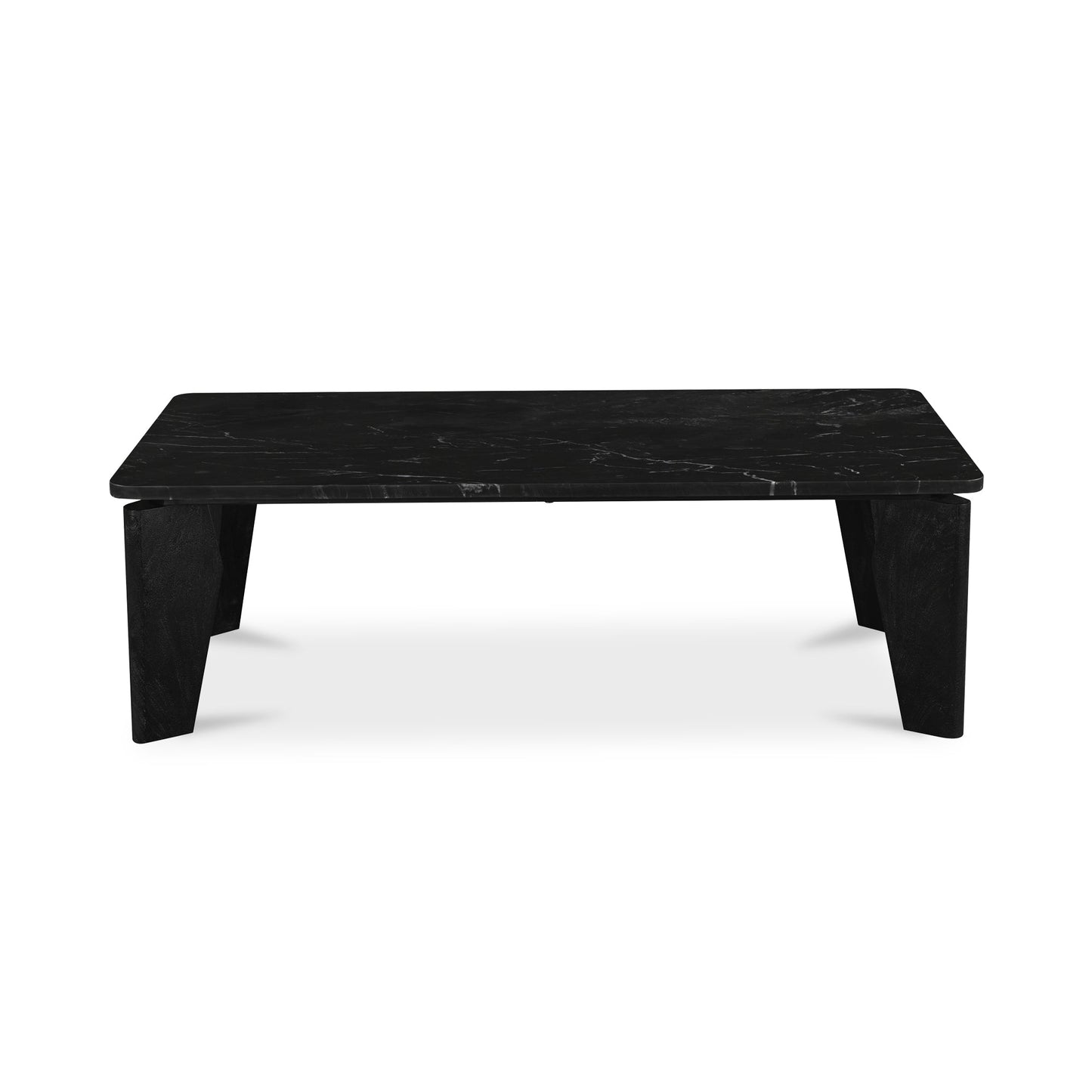 Satona Marble and Acacia Wood Black Rectangular Coffee Table