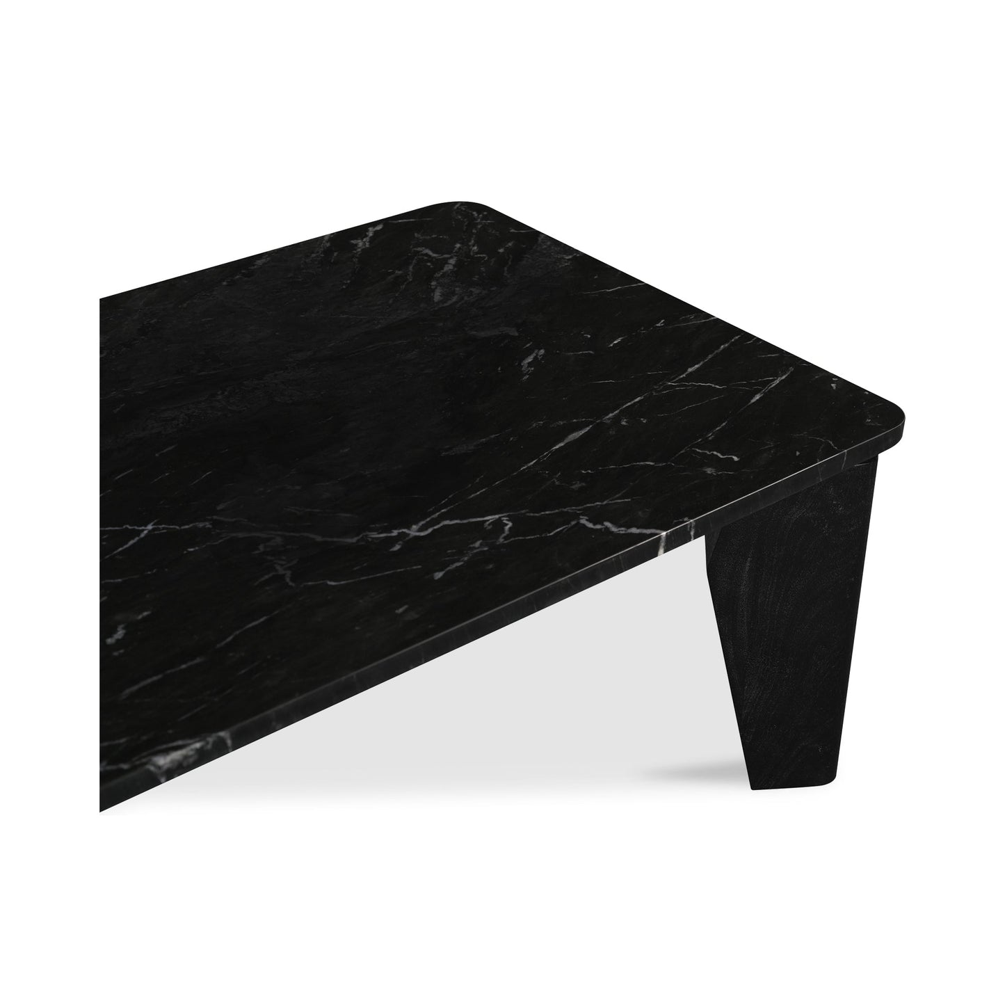 Satona Marble and Acacia Wood Black Rectangular Coffee Table