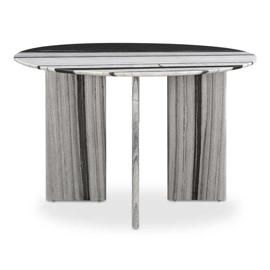 Celia Grey Marble and Wood Round Dining Table