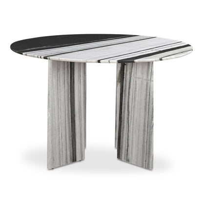 Celia Grey Marble and Wood Round Dining Table