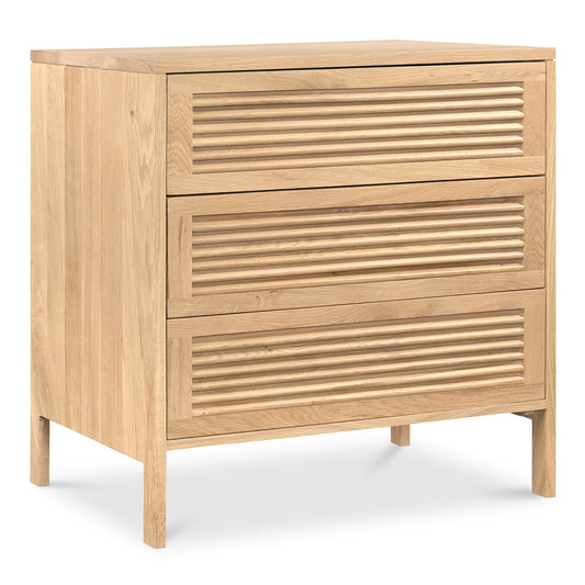 Teeda Natural Wood 3 Drawer Nightstand