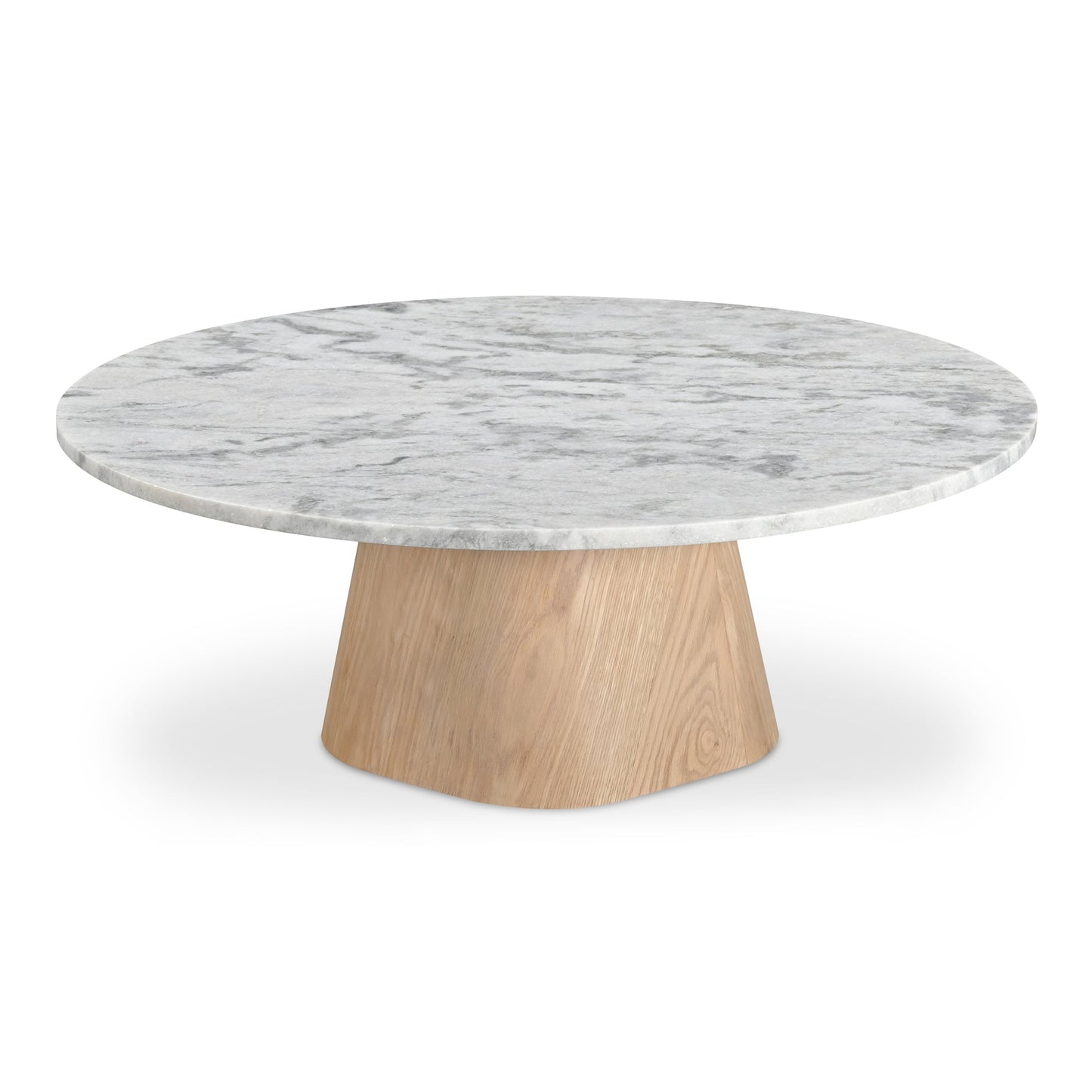 Evelyn Grey Marble and Wood Round Coffee Table