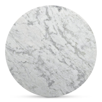 Evelyn Grey Marble and Wood Round Coffee Table