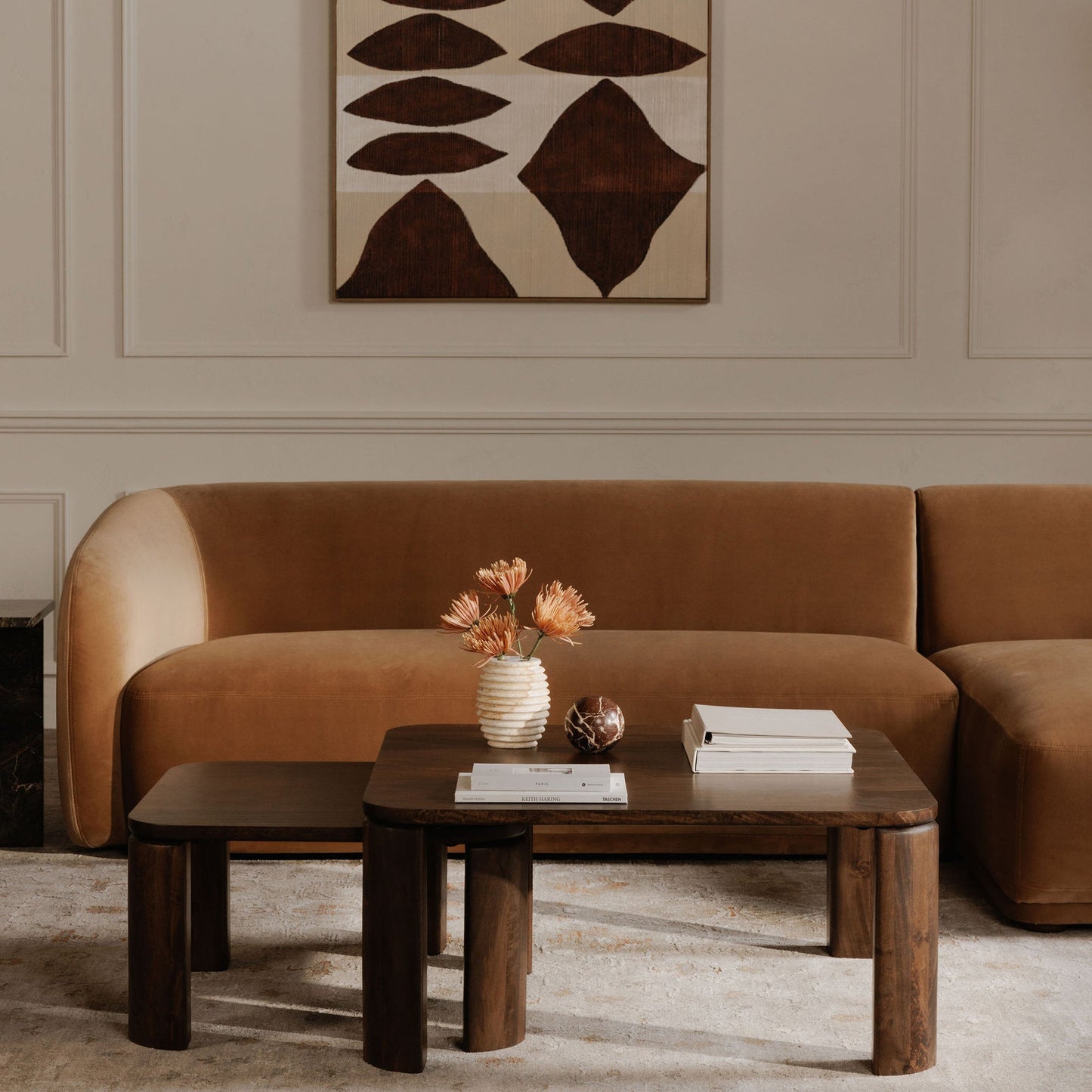 Moe's Home Bailey Deep Brown Mango Wood Nesting Coffee Table