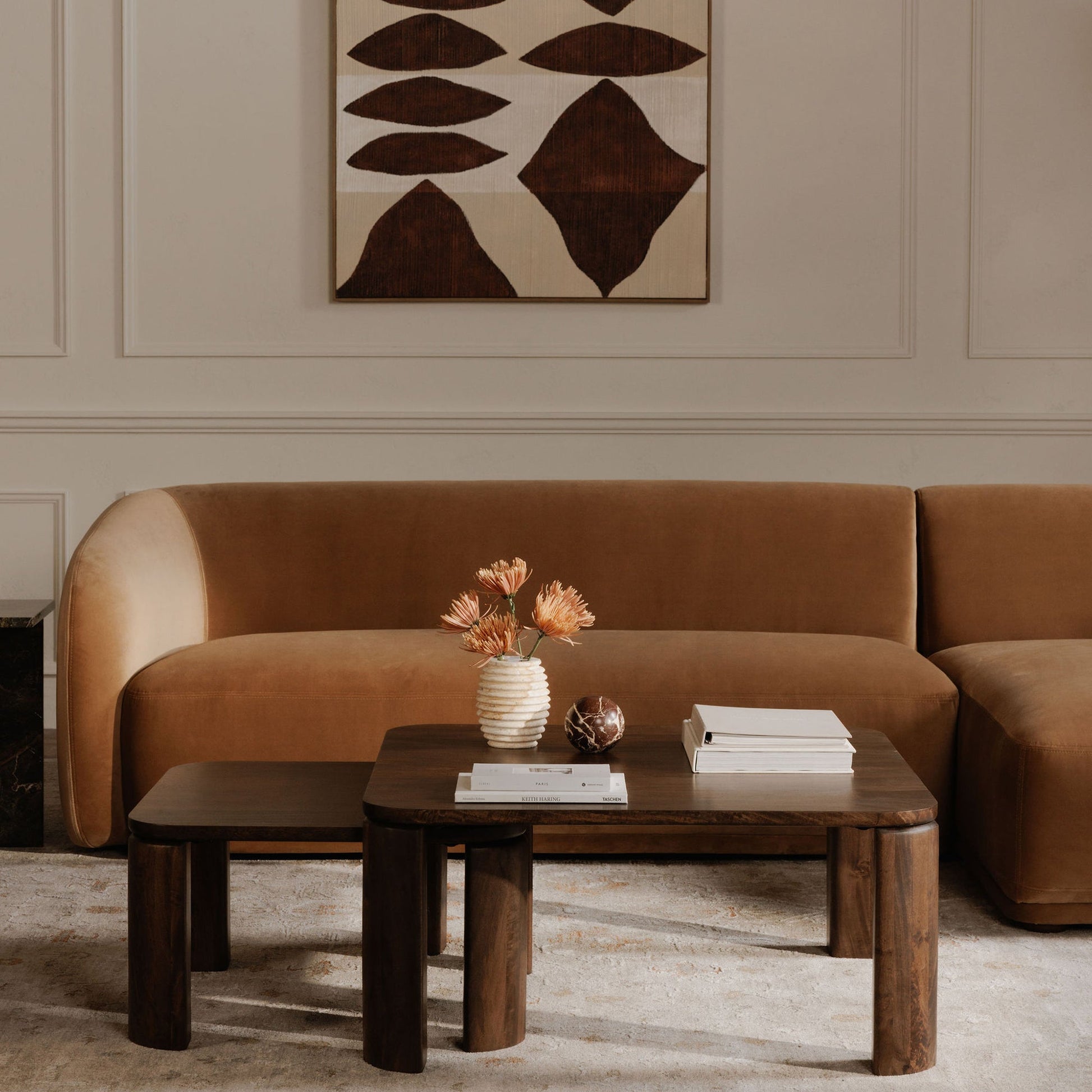 Moe's Home Bailey Deep Brown Mango Wood Nesting Coffee Table