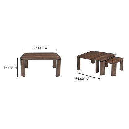Moe's Home Bailey Deep Brown Mango Wood Nesting Coffee Table