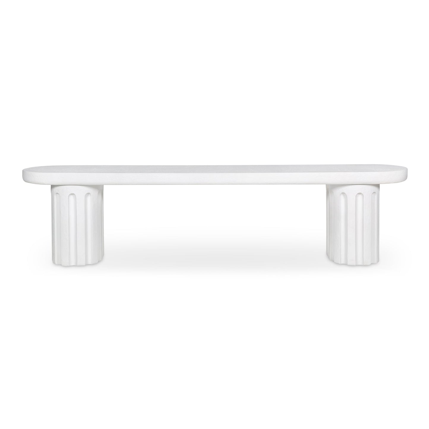 Eris White Concrete and Steel Outdoor Dining Bench